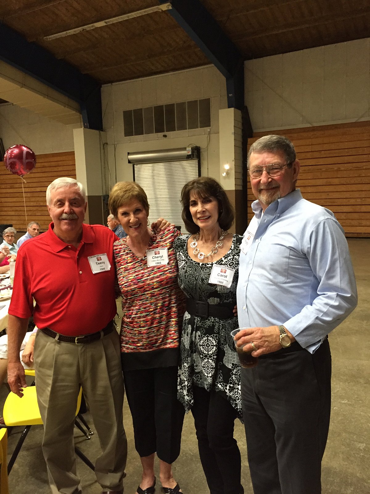 IMG_0277.JPG - Teeny Horn, Cheryl Clifton Bonnette, Carol Pieralisi Fleming and Ricky Horton enjoy the reunion.