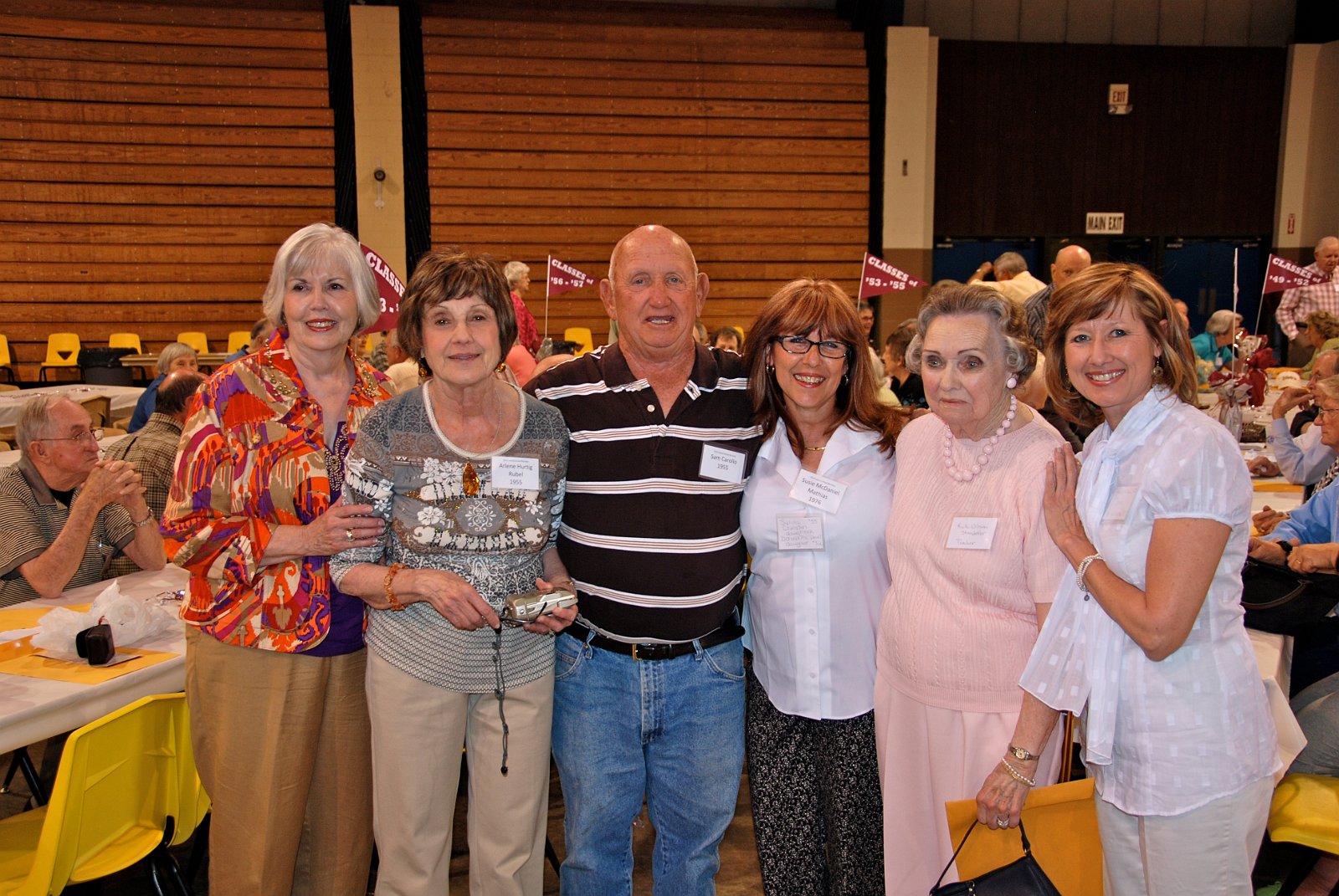 Arlene Hurtig Rubel '55, Sammy Carollo '55, Susie Mc daniel Mathias '74, Ruth Clark, and Debbie Mc Daniel Rogers '76.JPG